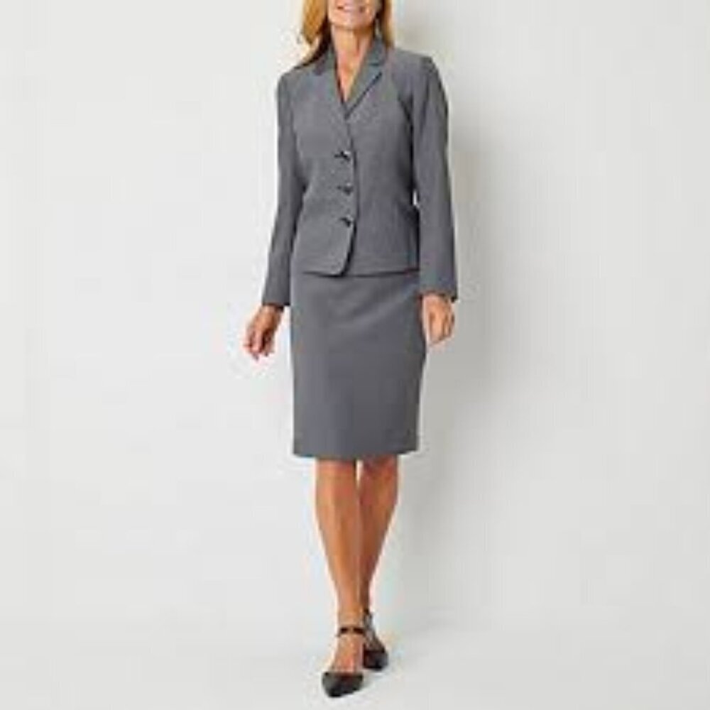 NWT Jones New York 100% Wool  Gray Professional Skirt Suit Women Size 10